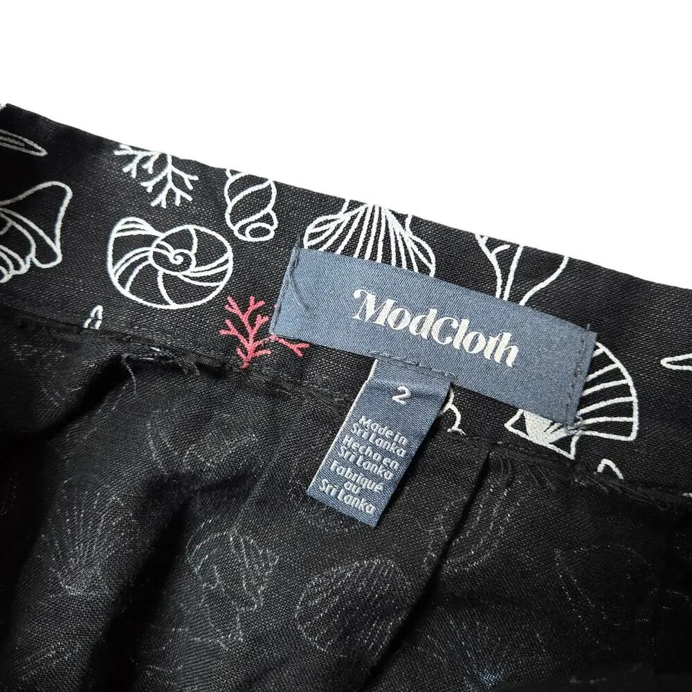 Modcloth Seashell Print Button Front Skirt - Picture 3 of 5